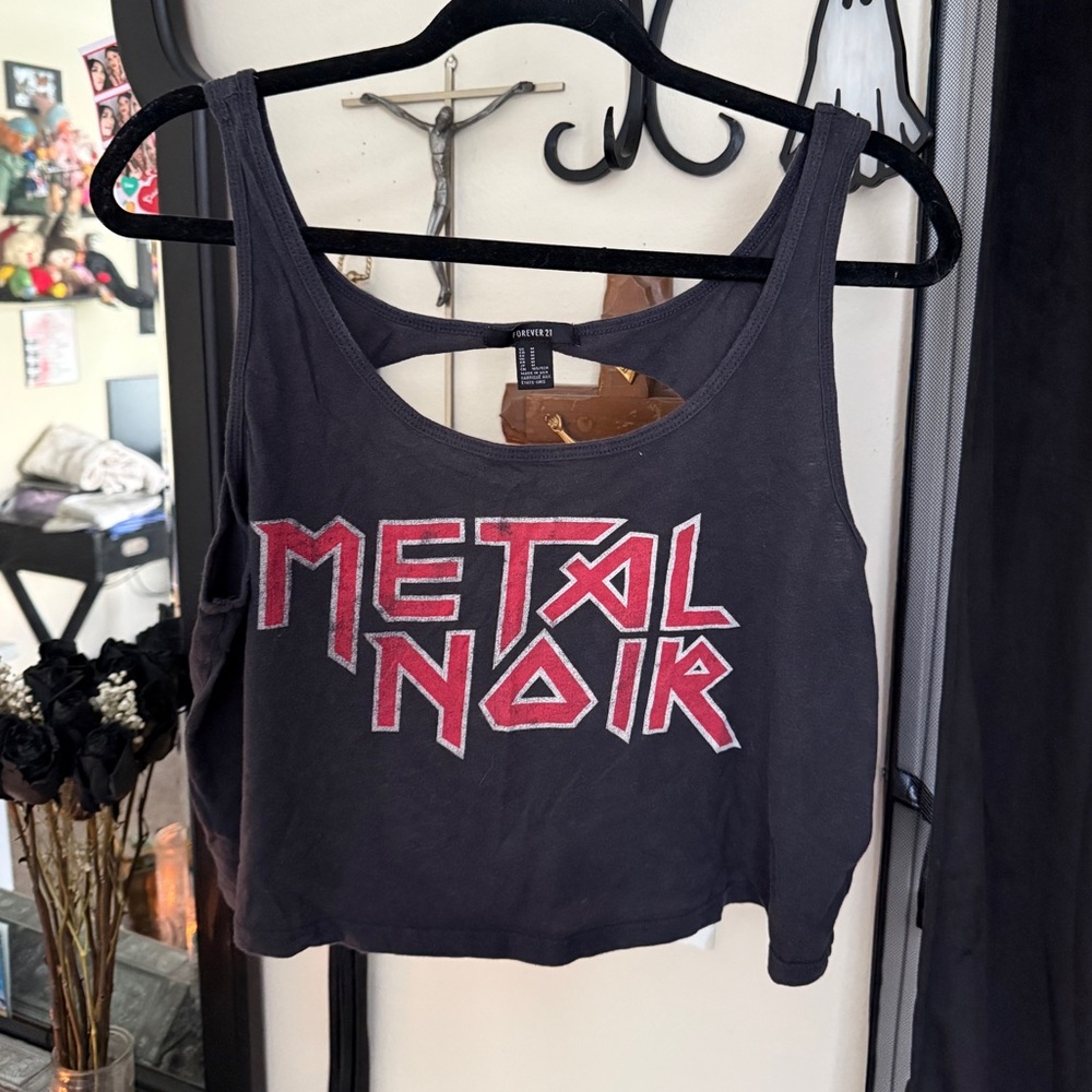 Women's Black Crop Top “Metal Noir”